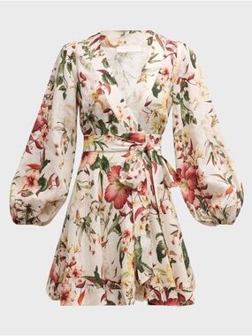 Zimmermann Lexi Dress Floral Wrap Mini Dress